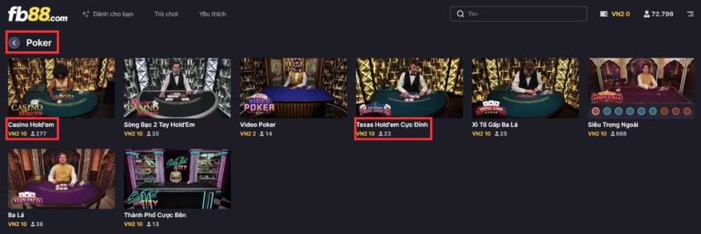 chơi bài poker online